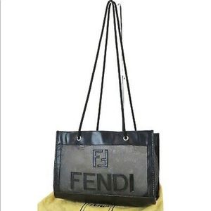 Vintage Fendi Mesh and Leather Tote Bag